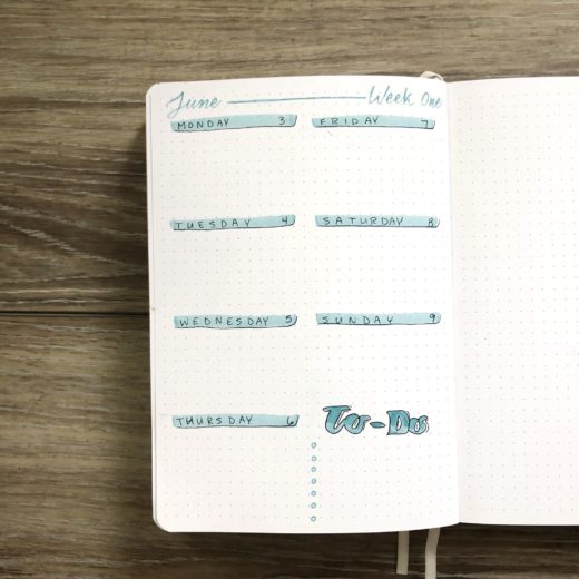 June Bullet Journal Set-Up - Rae's Daily Page