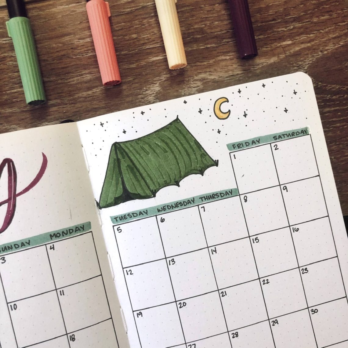 May Bullet Journal Set-Up | Camping Bullet Journal Theme - Rae's Daily Page