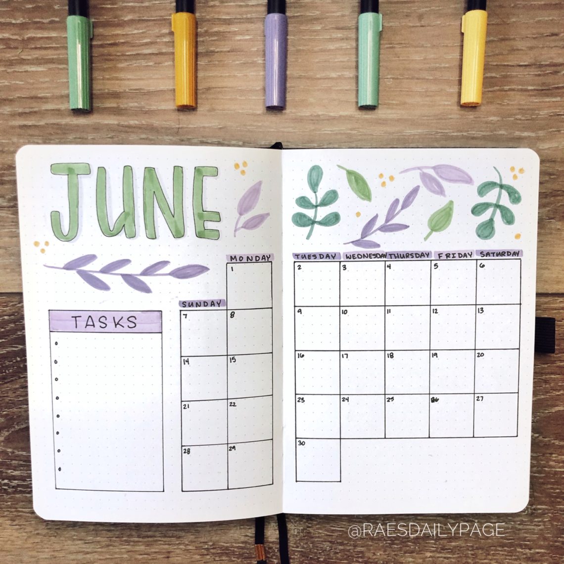 June Bullet Journal | Simple Floral Bullet Journal Theme - Rae's Daily Page