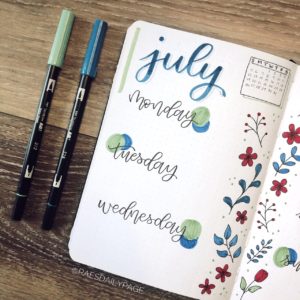 July Bullet Journal | Red, White, and Blue Bujo - Rae's Daily Page