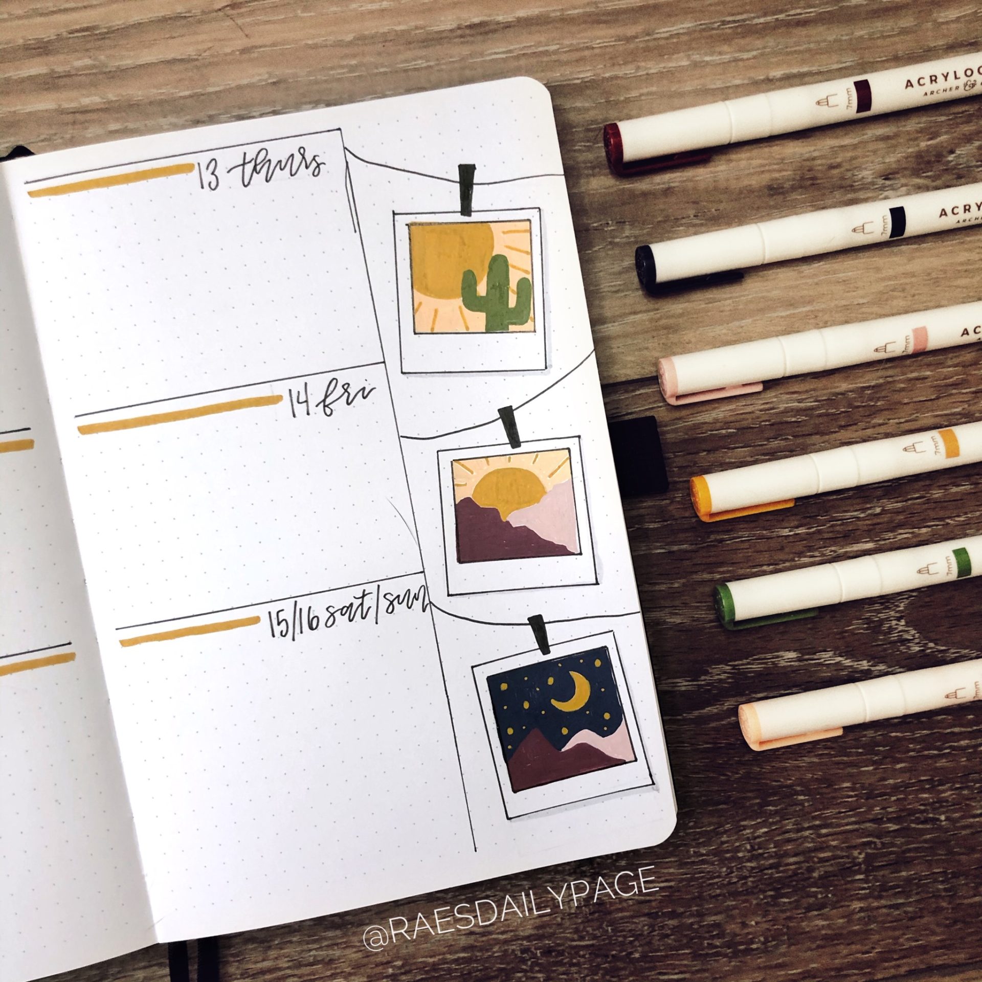 August Bullet Journal | Polaroids Theme - Rae's Daily Page