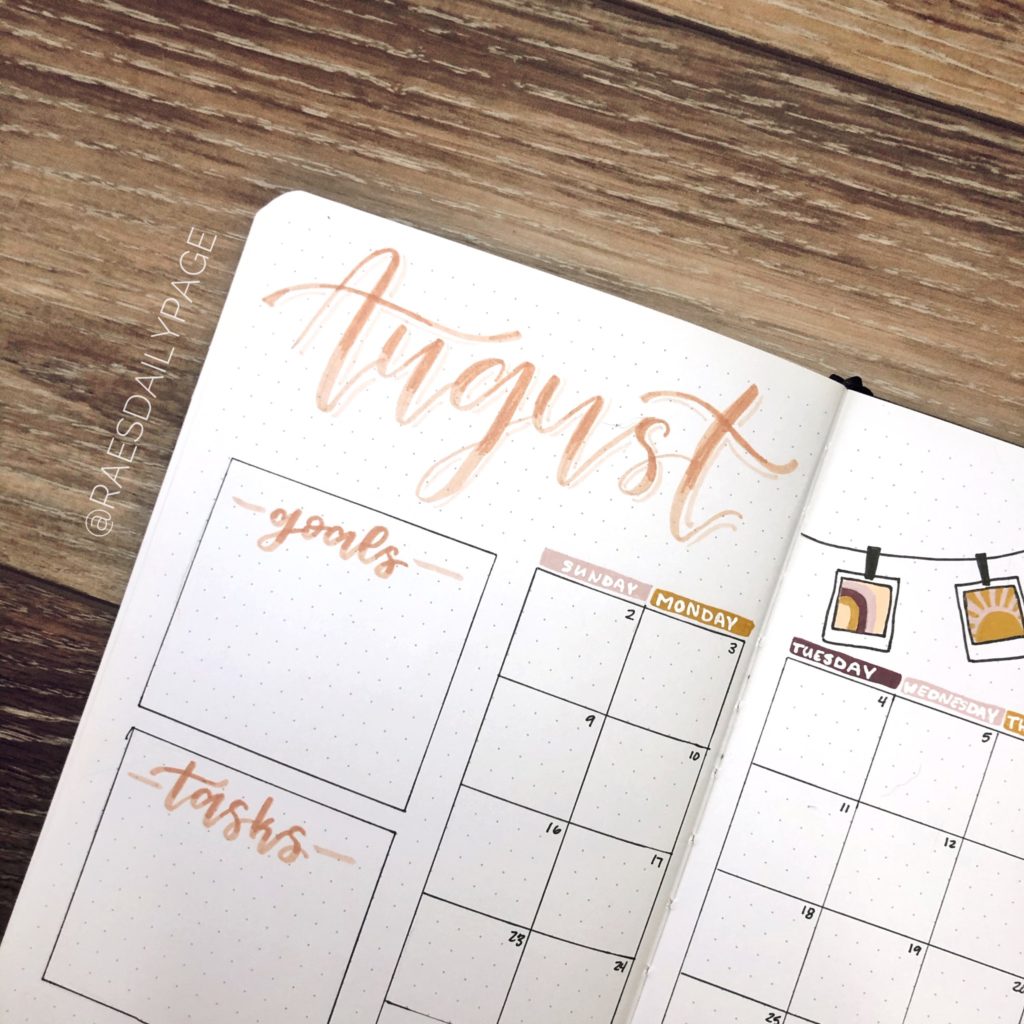 August Bullet Journal | Polaroids Theme - Rae's Daily Page