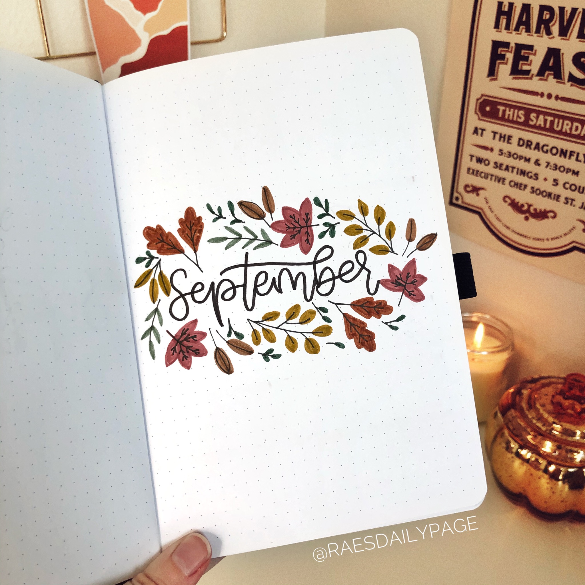 September Bullet Journal Fall Leaves Rae #39 s Daily Page