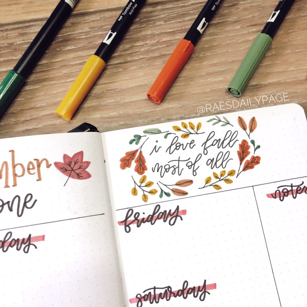 September Bullet Journal | Fall Leaves - Rae's Daily Page