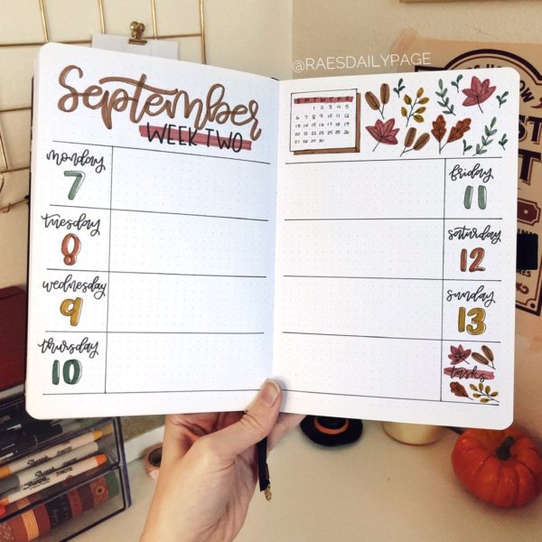 September Bullet Journal | Fall Leaves - Rae's Daily Page