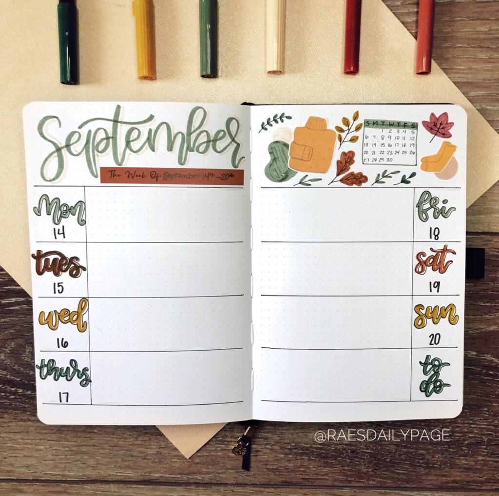 September Bullet Journal | Fall Leaves - Rae's Daily Page