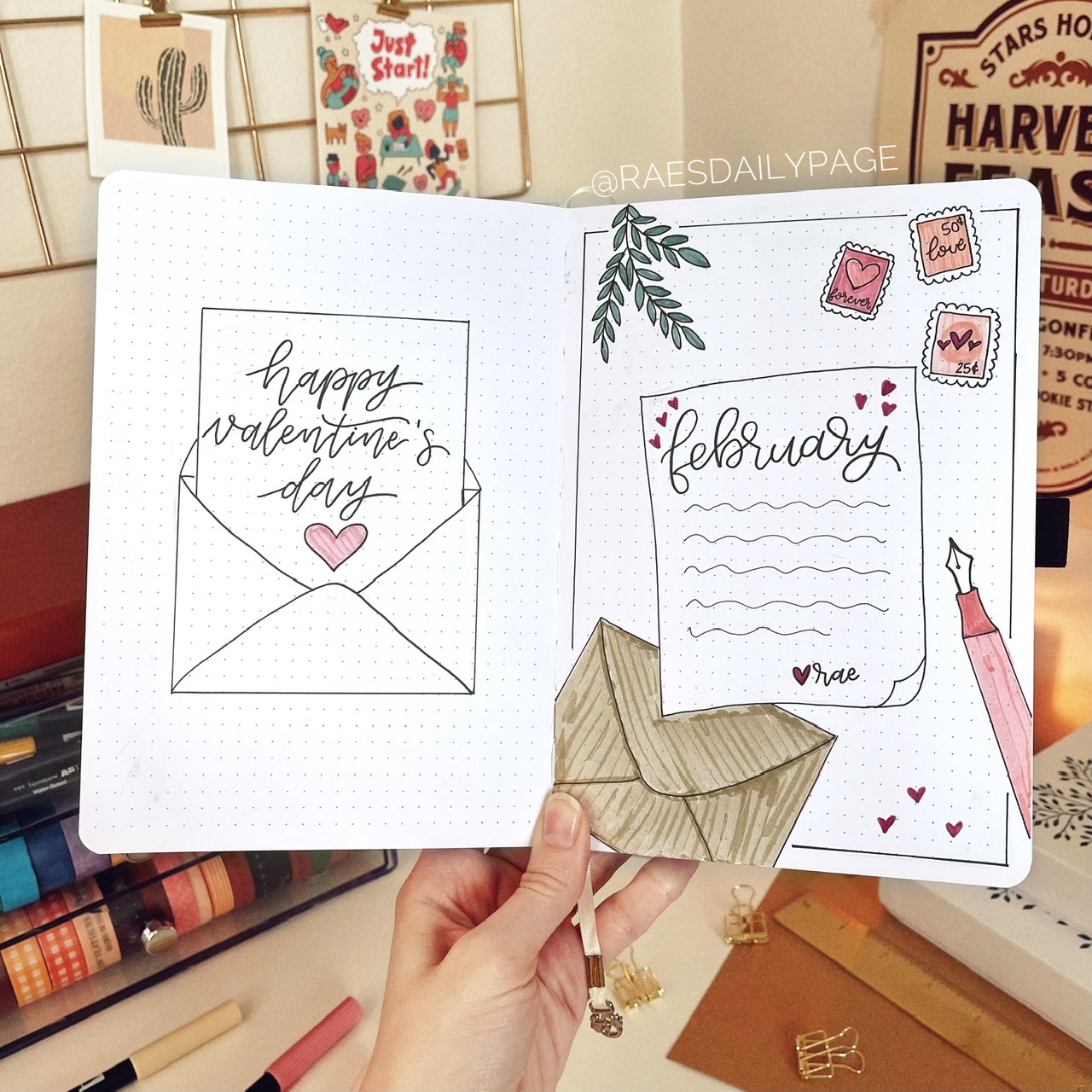February Bullet Journal | Love Letters Theme - Rae's Daily Page