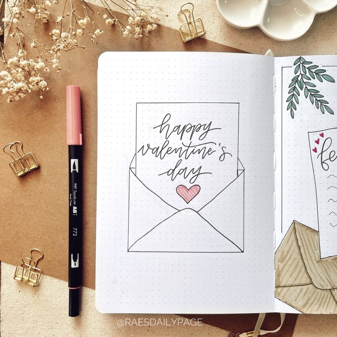 February Bullet Journal | Love Letters Theme - Rae's Daily Page