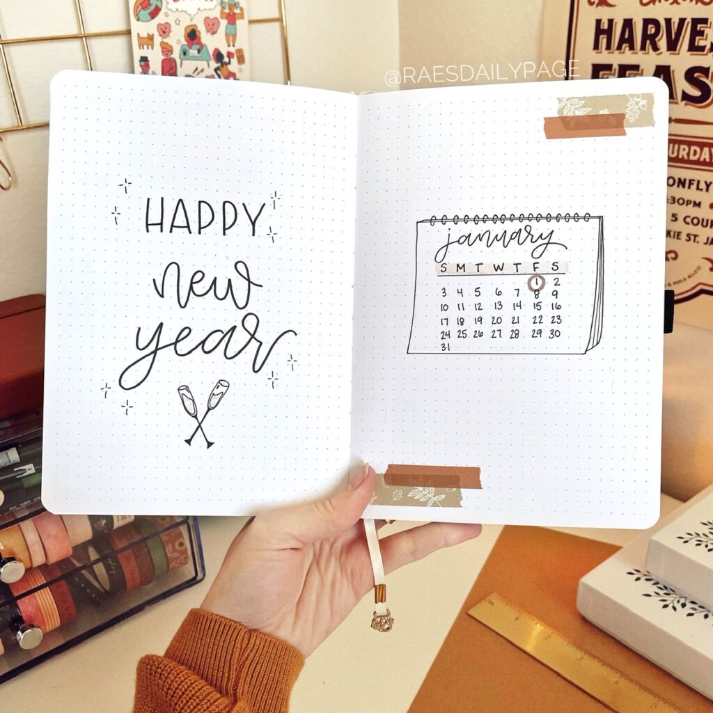 January Bullet Journal Set-Up | New Year’s Theme - Rae's Daily Page