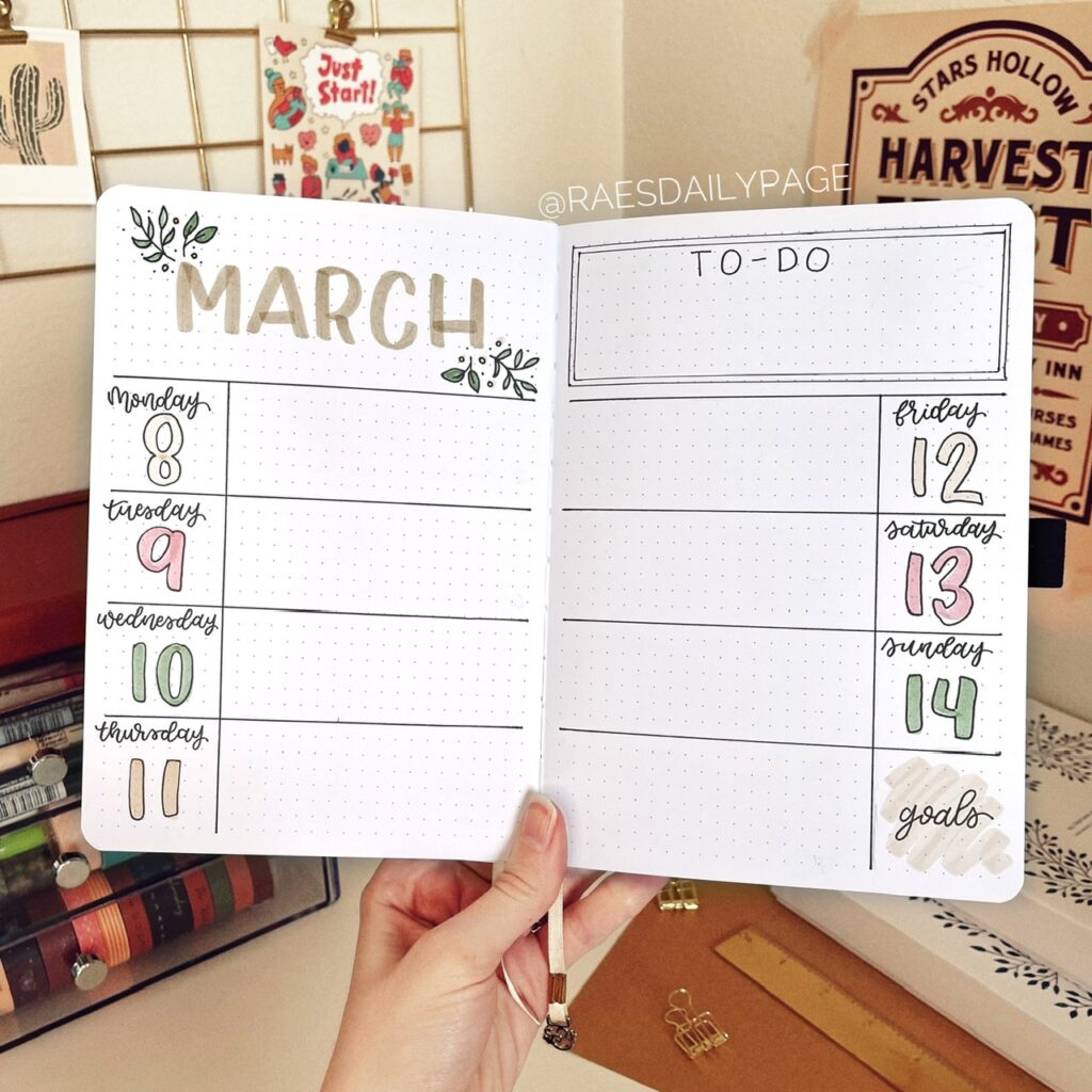 March Bullet Journal Set-Up | Cozy, Window Theme - Rae's Daily Page