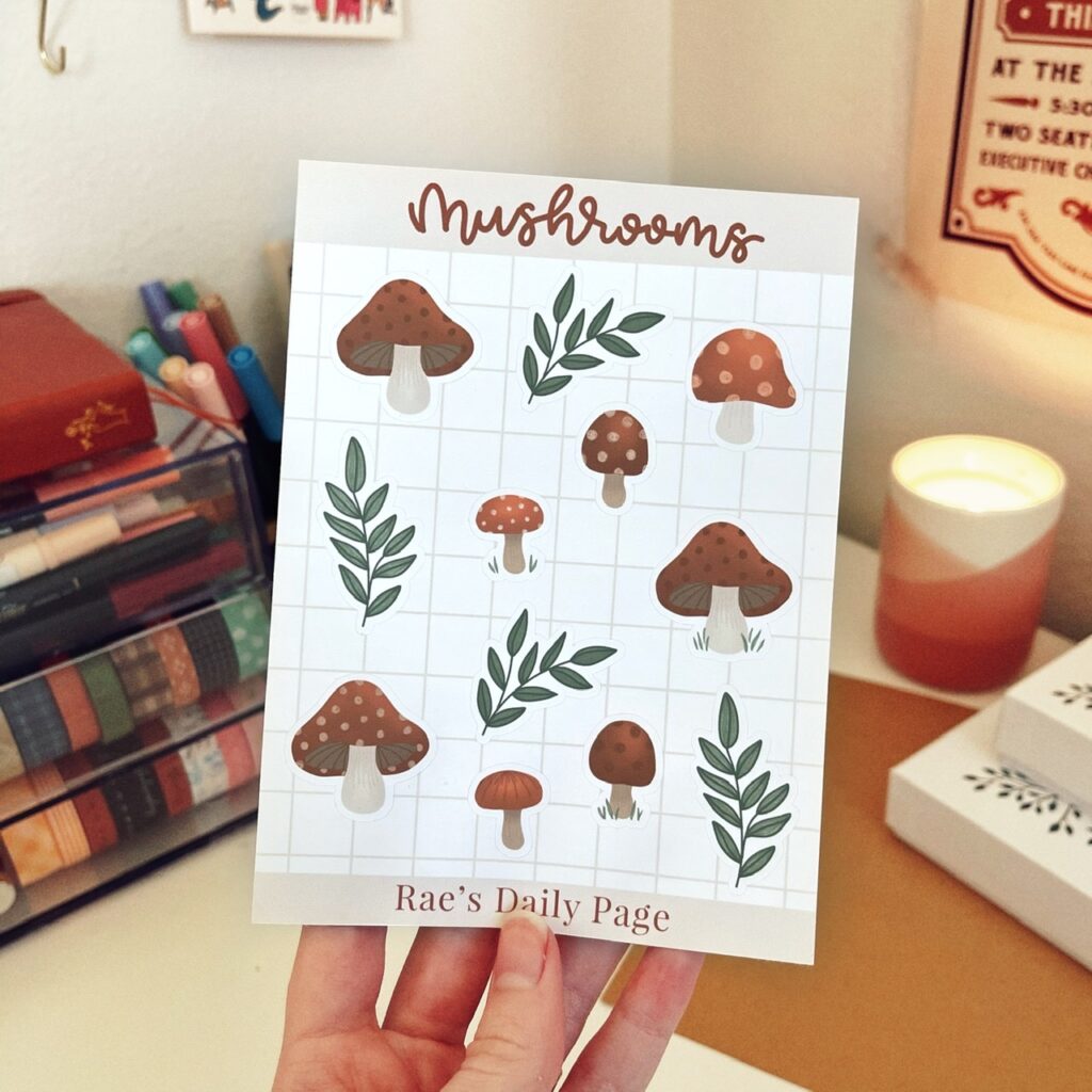 Mushroom Sticker Sheet | Cottagecore Bullet Journal Stickers | Planner ...