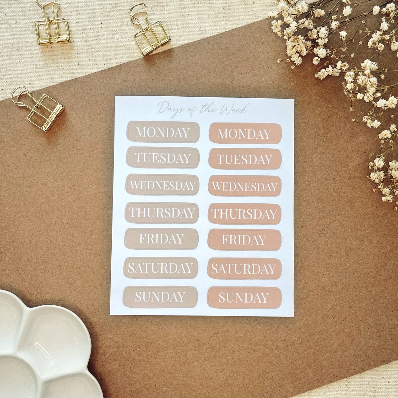 Days of the Week Stickers | Bullet Journal Weekly Stickers | Planner  Stickers