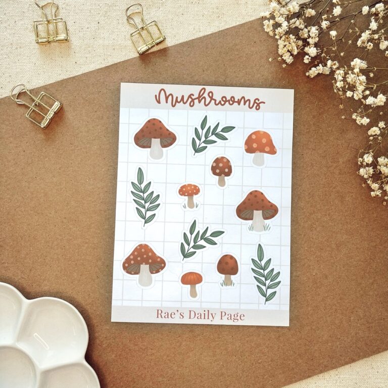 Mushroom Sticker Sheet | Cottagecore Bullet Journal Stickers | Planner ...