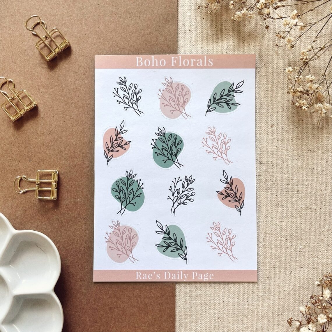 Boho Floral Sticker Sheet | Bullet Journal Stickers | Planner Stickers ...