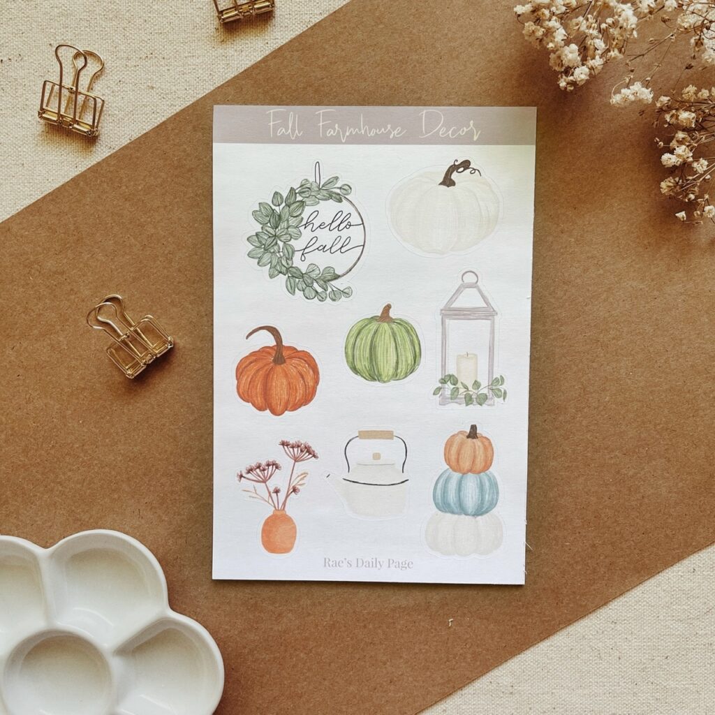 Fall Farmhouse Decor Sticker Sheet | Fall Bullet Journal Stickers ...